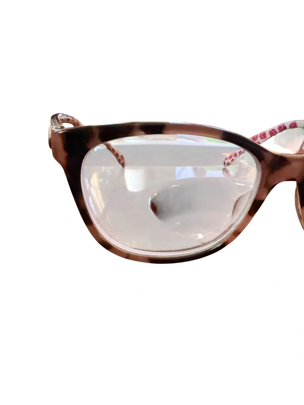Kate Spade Tortoise Shell Cat-Eye Glasses with Pink Temple Accents